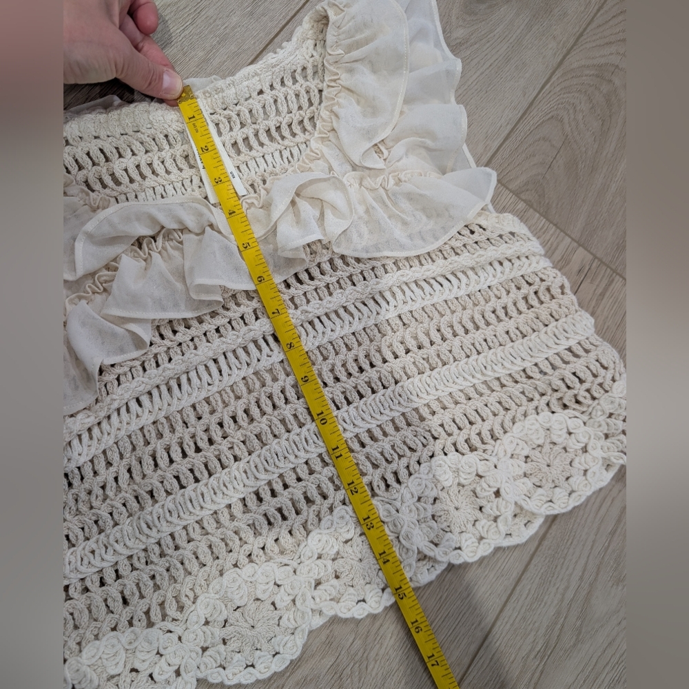 Anthropologie Ruffled Ivory Ruffled Crochet Top - Picture 8 of 10